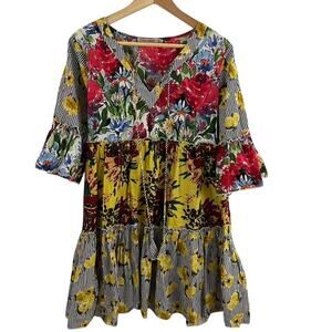 Dress Addict Floral Tiered Short Dress Cotton Size Small